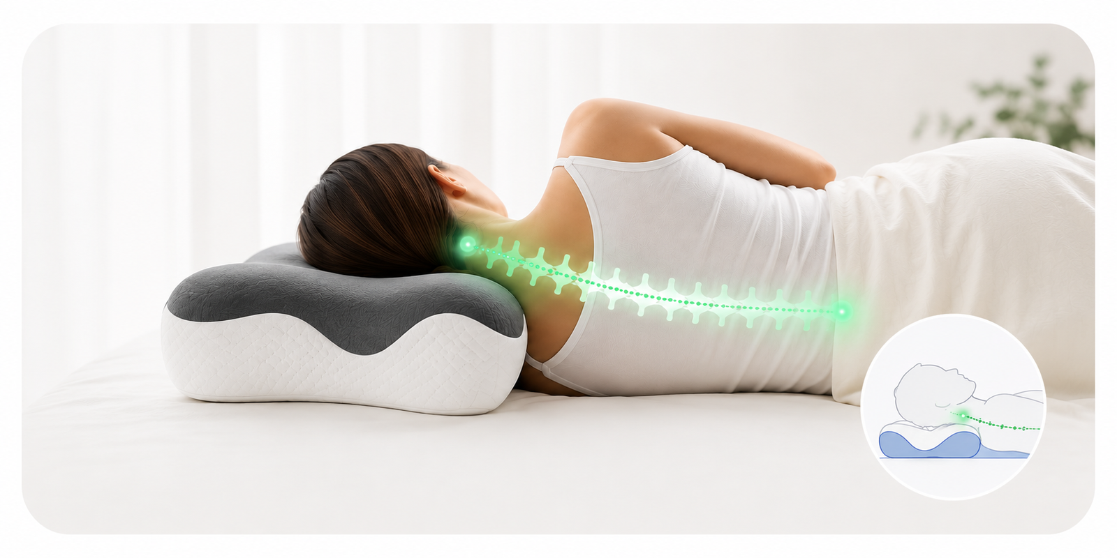 Personne dormant sur l’oreiller ergonomique Noosaa