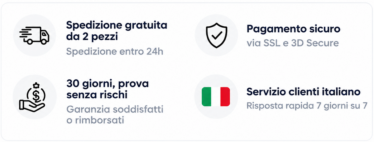 Spedizione, pagamento sicuro, garanzia e assistenza Noosaa